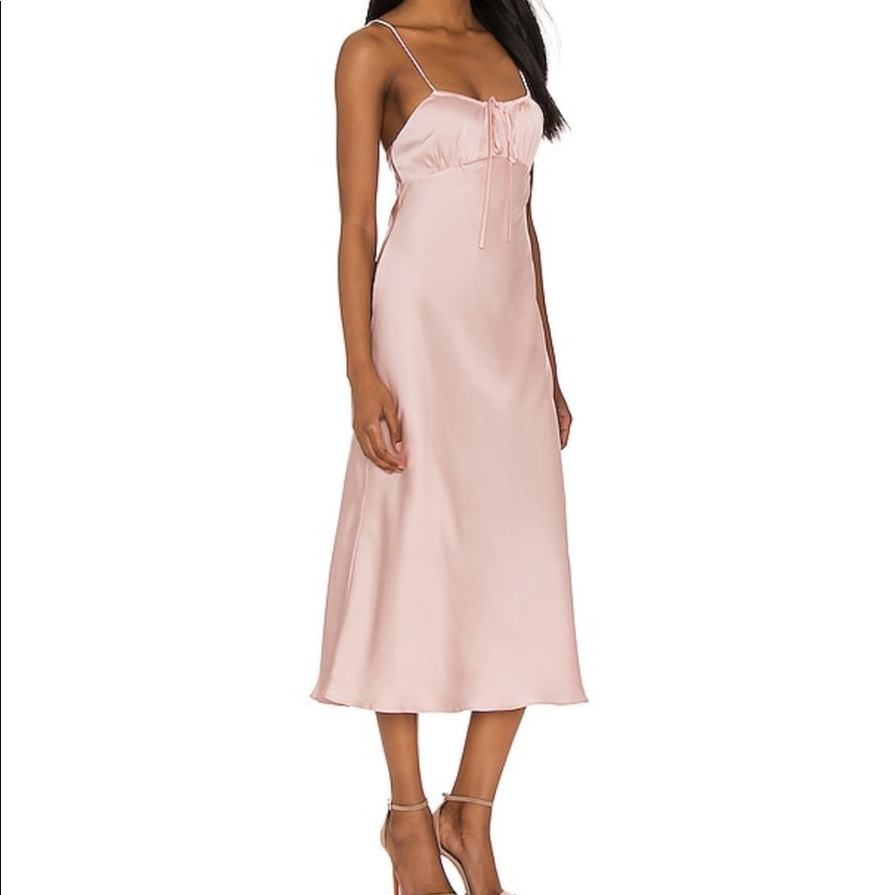 LOVERS + FRIENDS DEE MIDI DRESS IN DUSTY PINK, SIZE SMALL - Picture 2 of 3